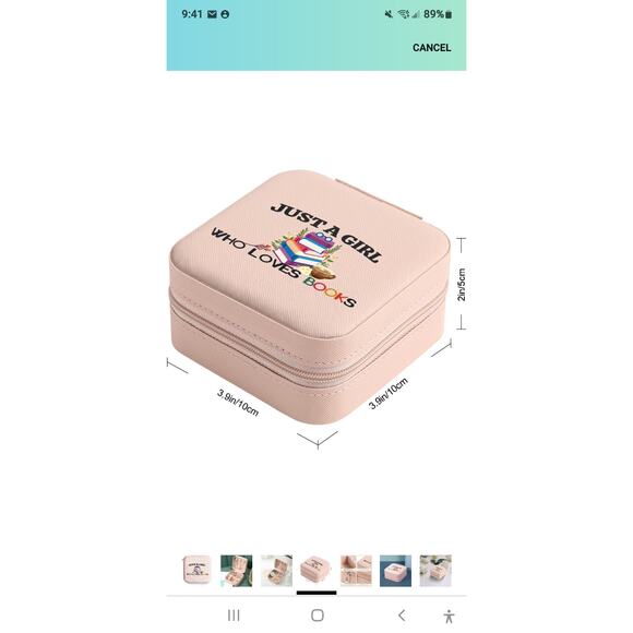 Book Lovers "Just One More Chapter" Book & Flowers Zip Close Travel Jewelry Box - Picture 6 of 6